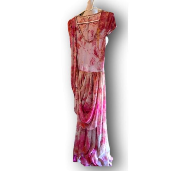 Rachael Roy Multi Layer Floral Floor length Dress. Tie Die Design Cut out back. - Picture 2 of 15